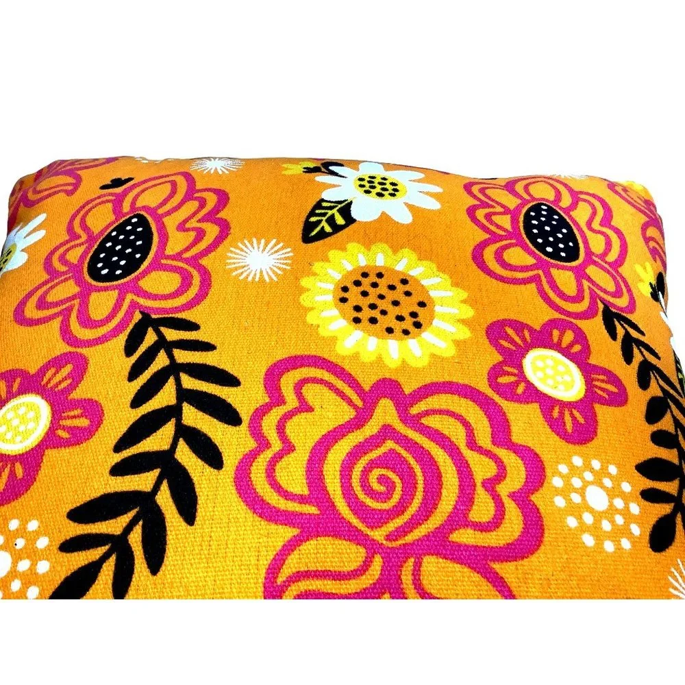 Sugar Skull Decorative Throw Pillow 2 Sided Flowers Embroidered 16"x 16" Pink - Picture 6 of 6